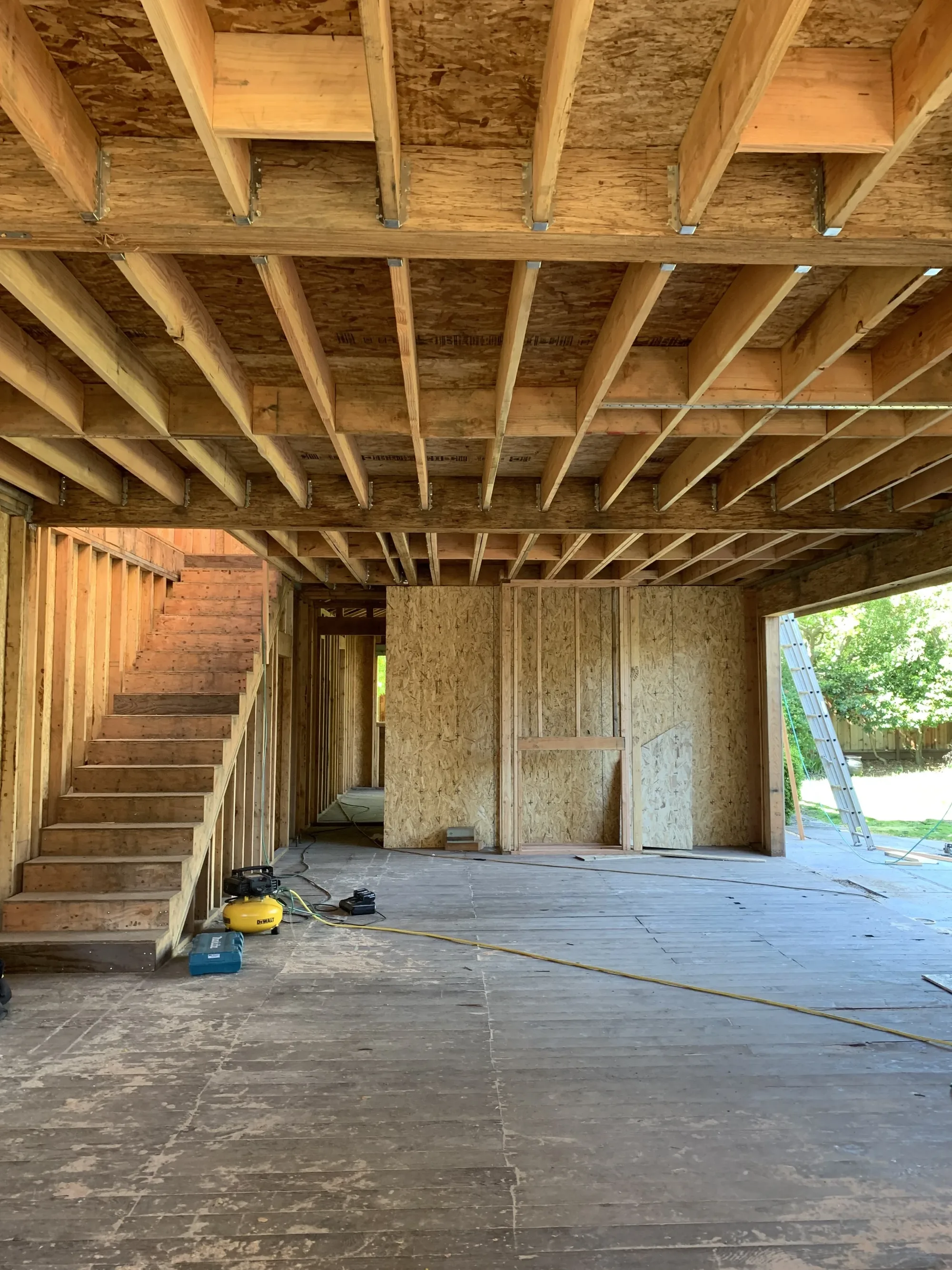 Framing and temporary support during a load-bearing wall removal in San Francisco